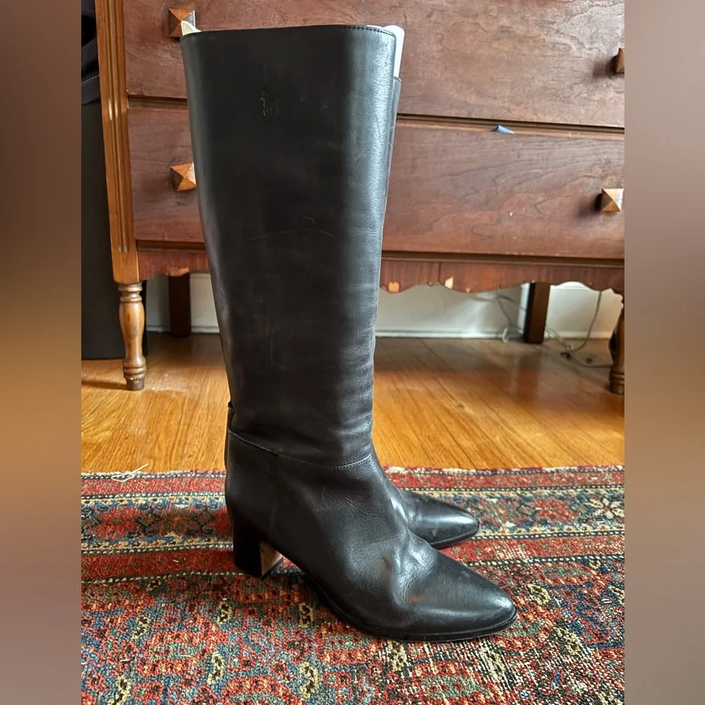 Ralph Lauren polo tall calfskin boots black - Picture 2 of 5